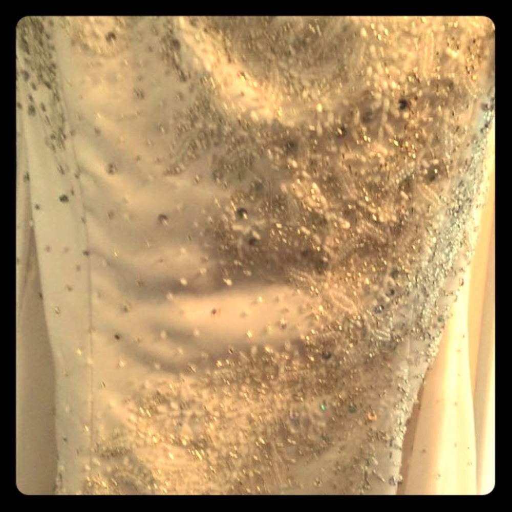 Sequin white prom gown